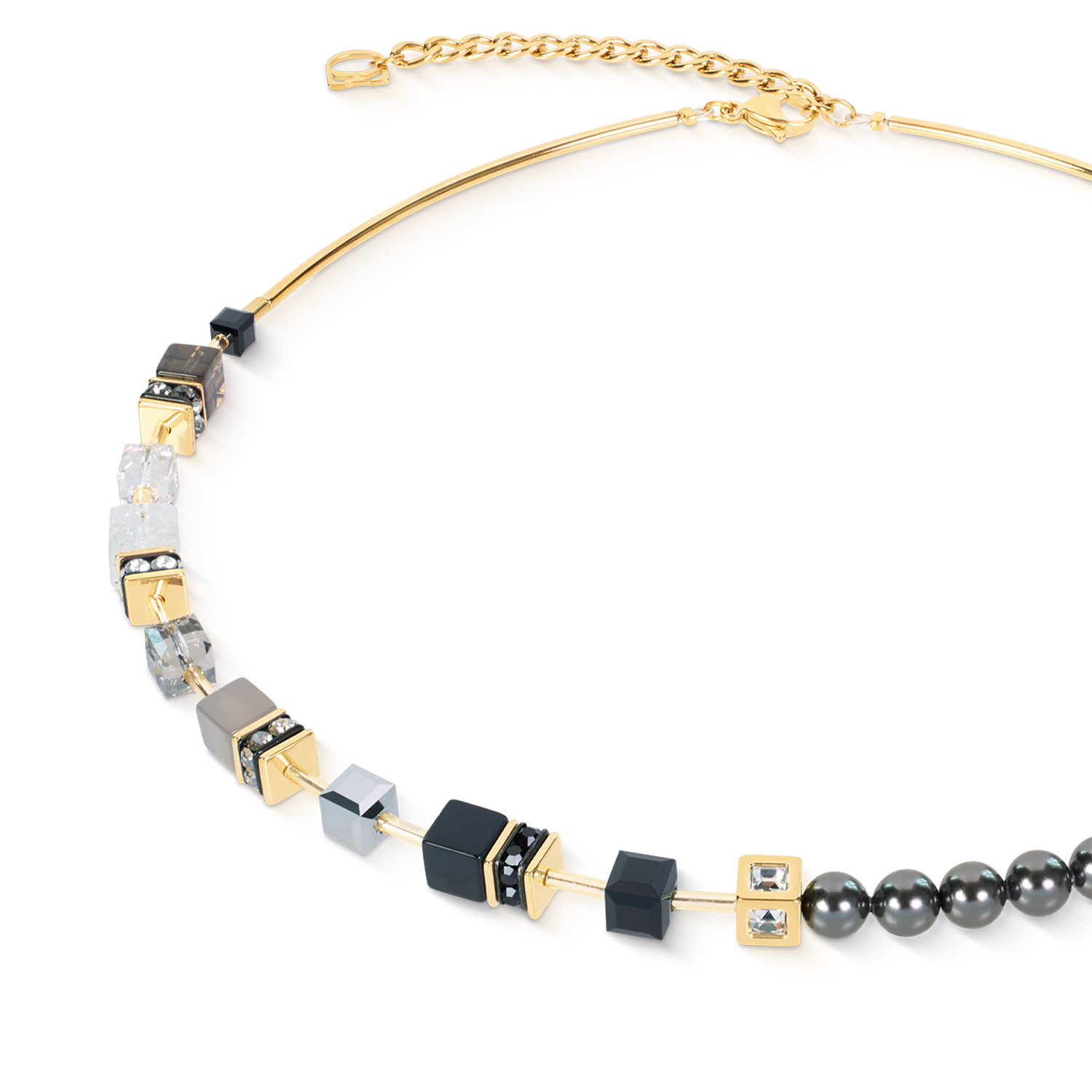 GeoCUBE® Precious Fusion Pearls Necklace Anthracite Glow