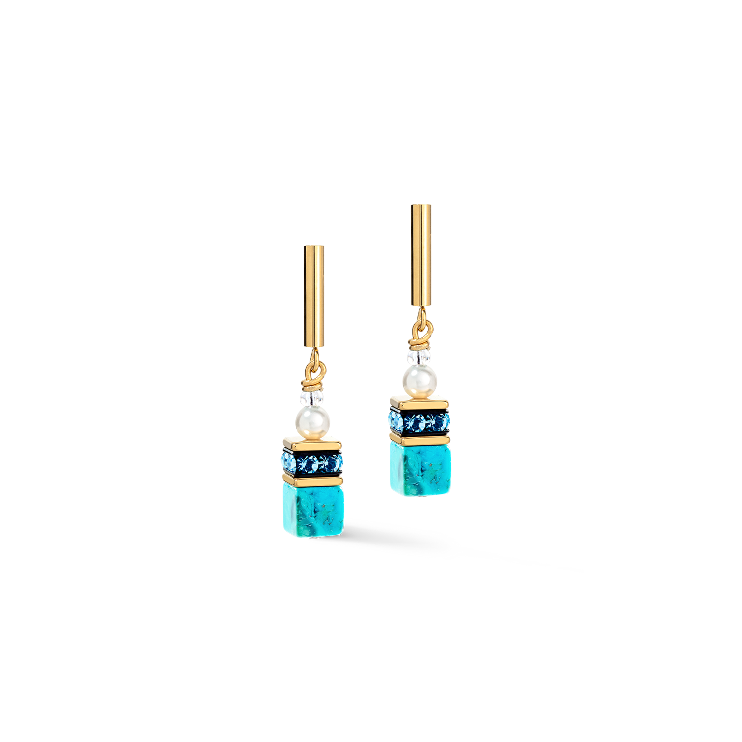 GeoCUBE® Precious Fusion Pearls earrings turquoise