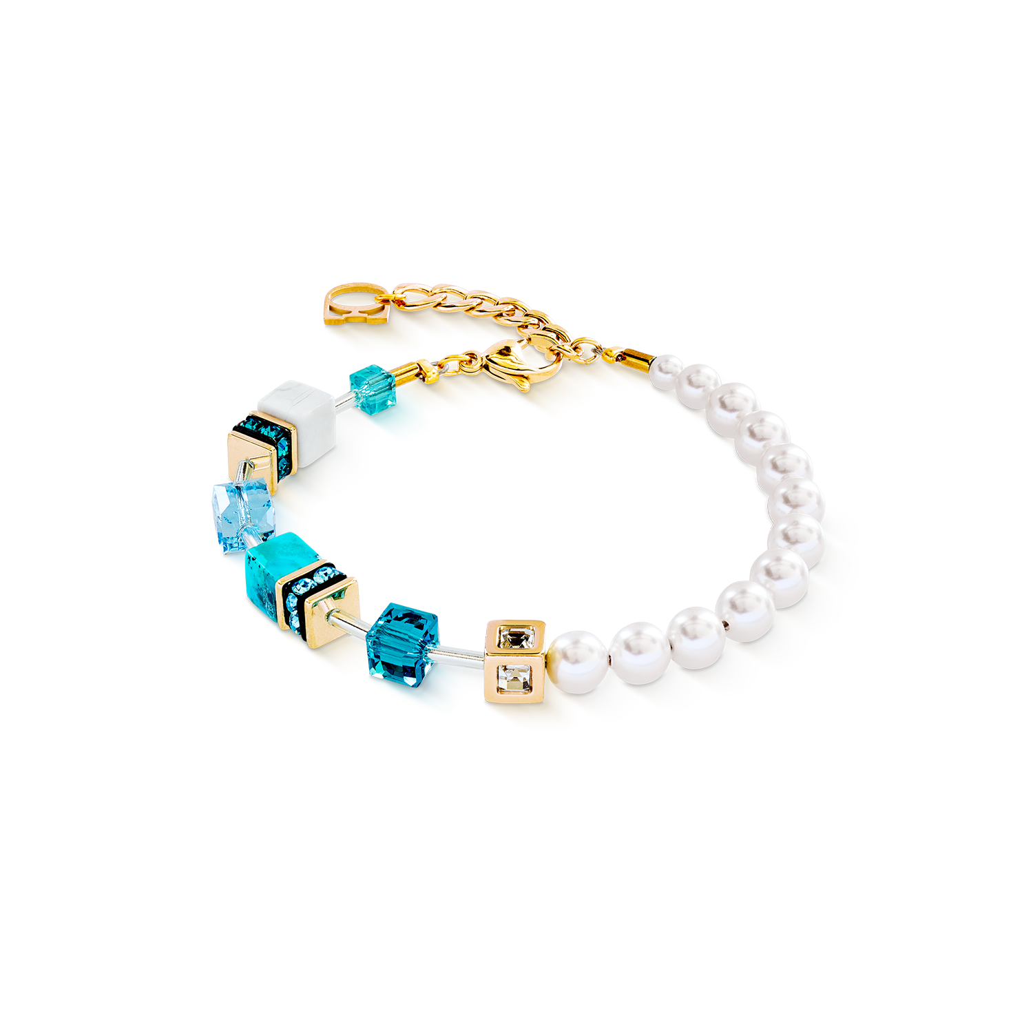 GeoCUBE® Precious Fusion Pearls bracelet turquoise