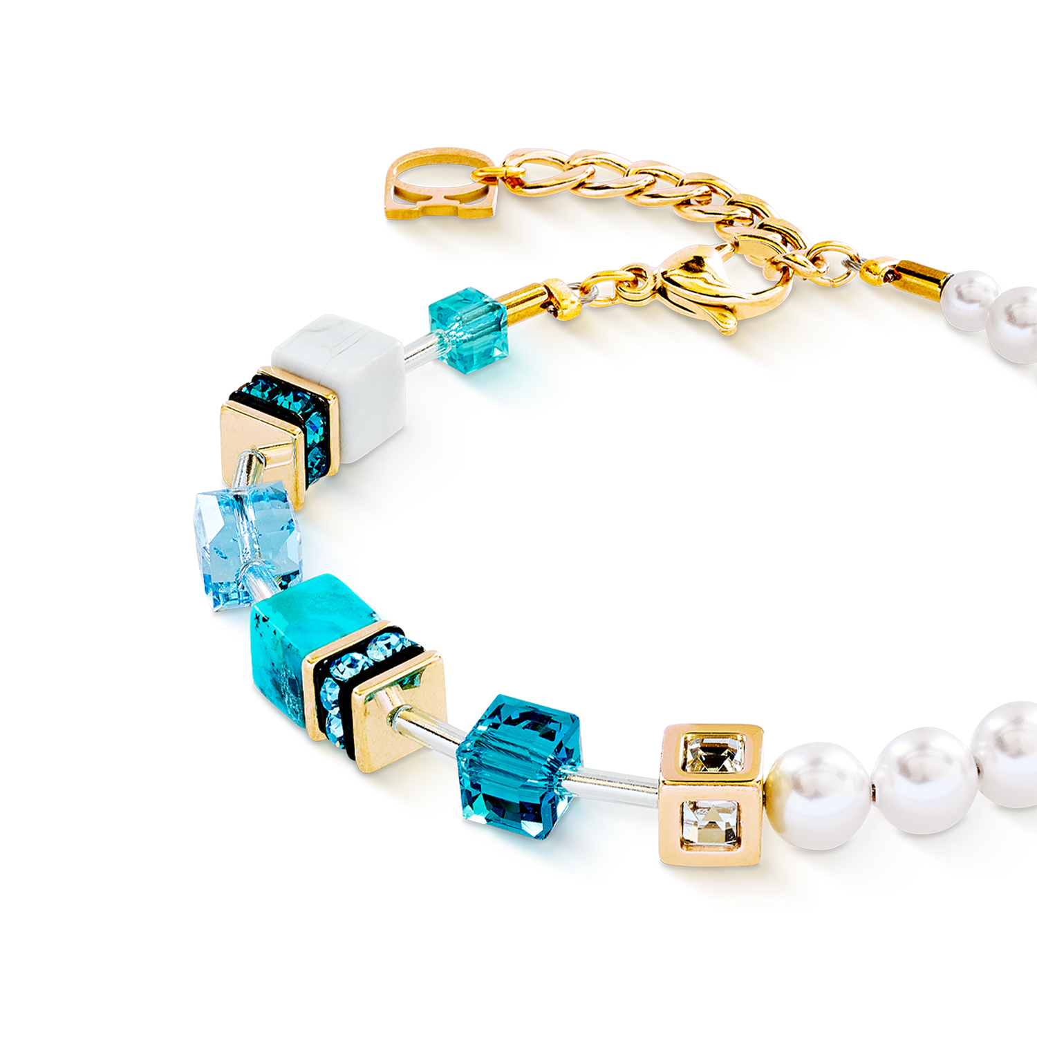 GeoCUBE® Precious Fusion Pearls bracelet turquoise
