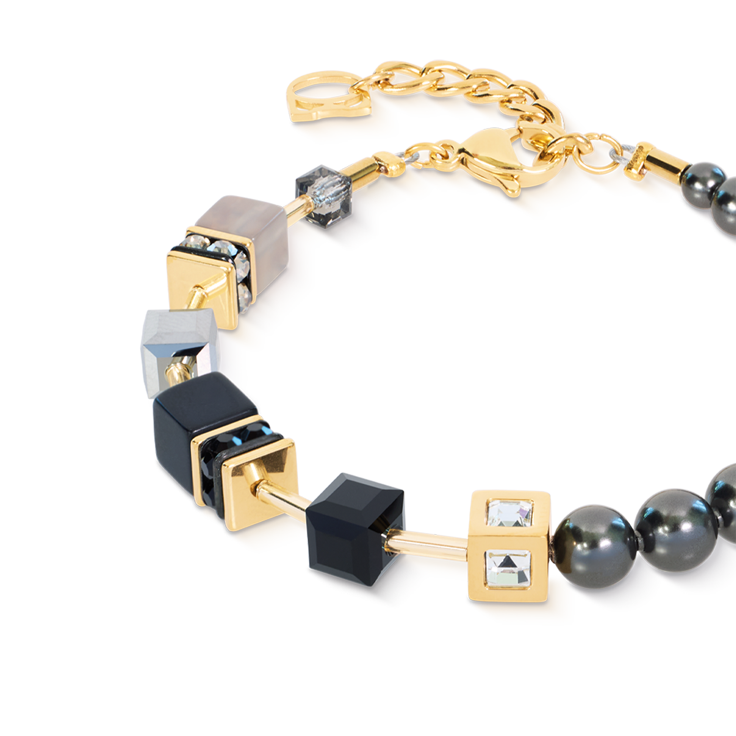 GeoCUBE® Precious Fusion Pearls Bracelet Anthracite Glow