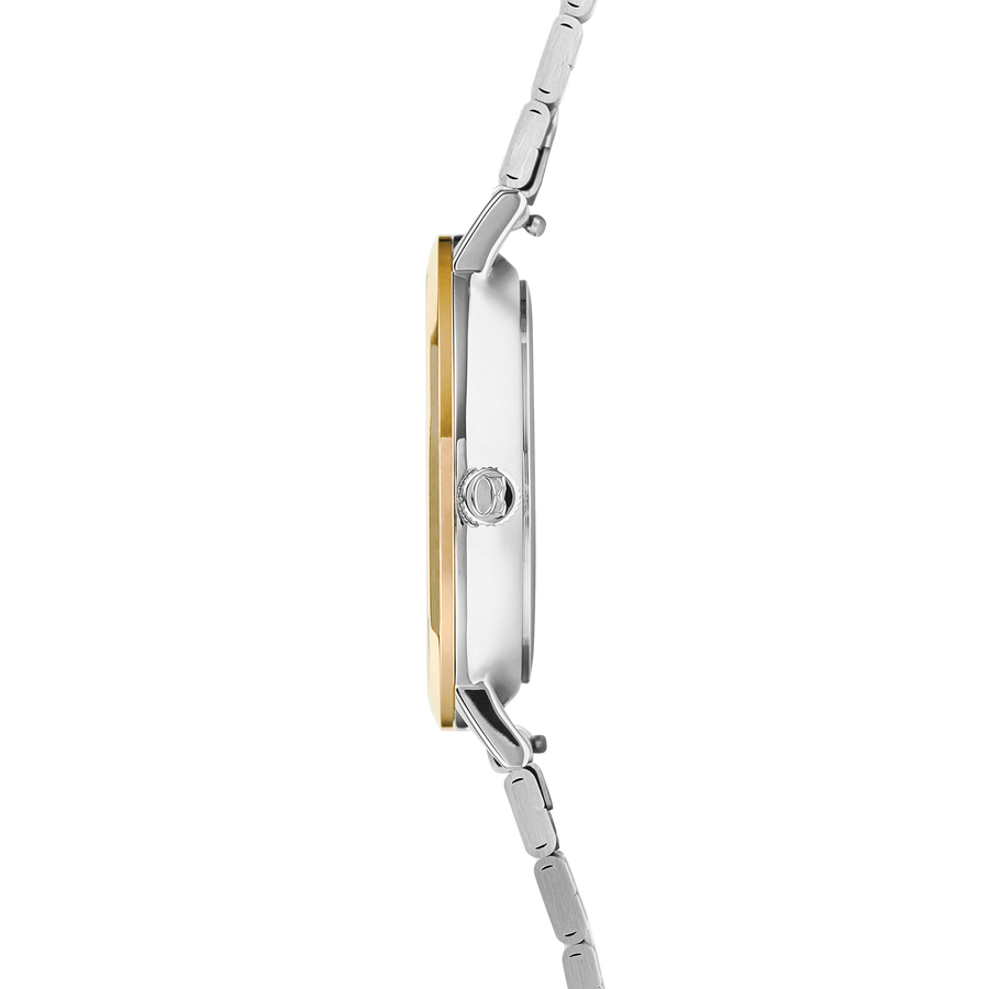 Watch Round Brilliant White Bicolor Stainless Steel Silver