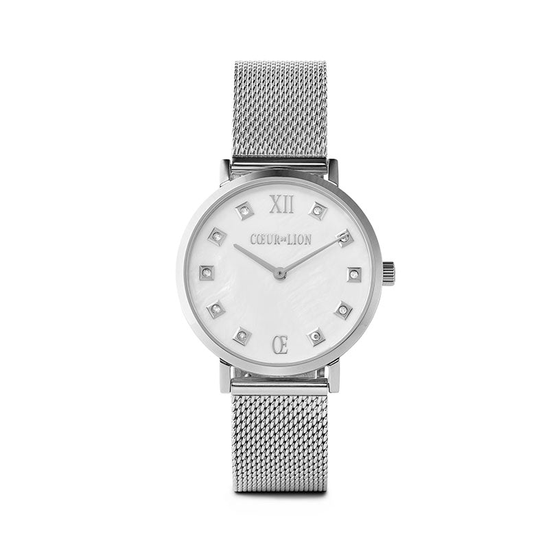 Watch Round Mother-of-Pearl Milanaise Stainless Steel Silver