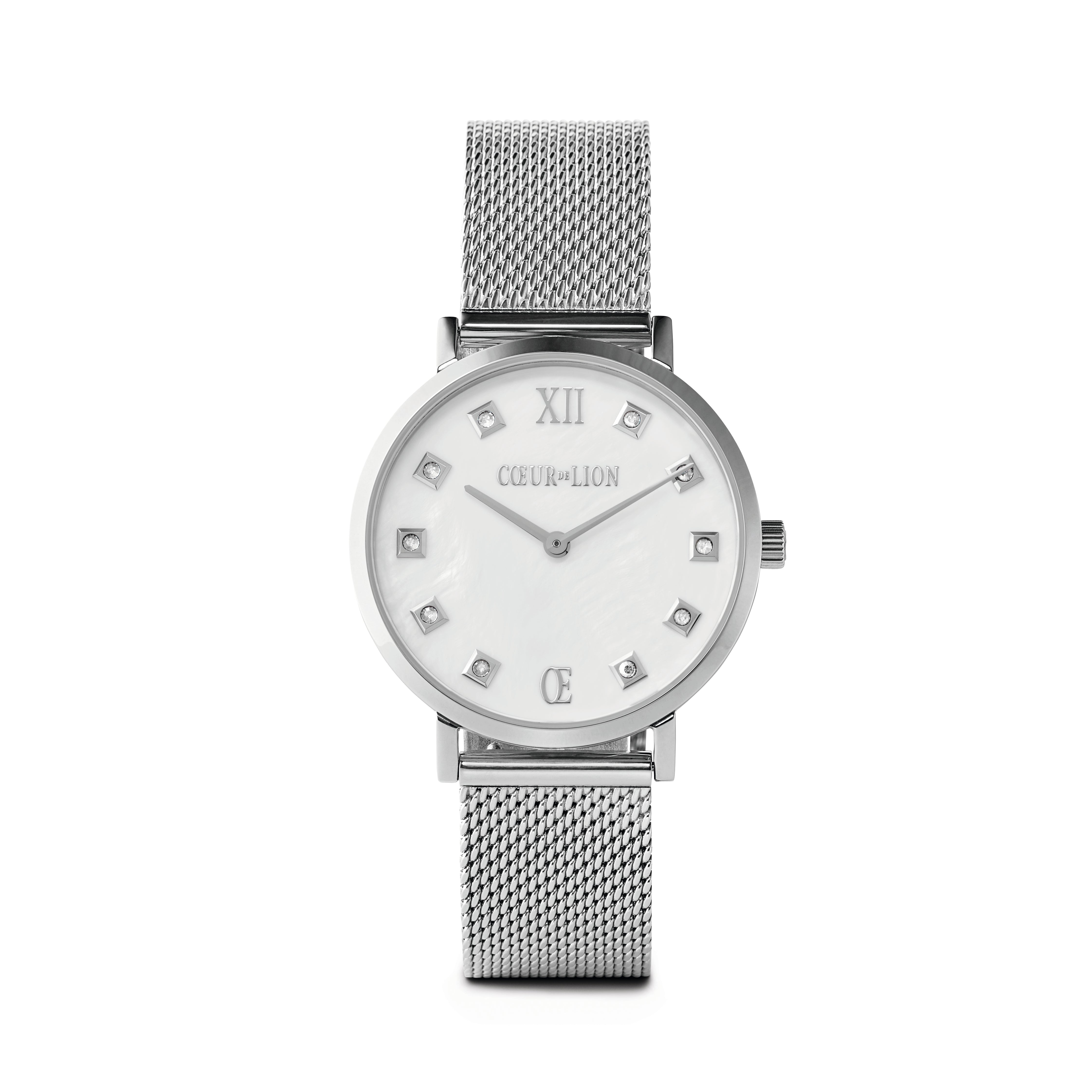 Watch Round Mother-of-Pearl Milanaise Stainless Steel Silver