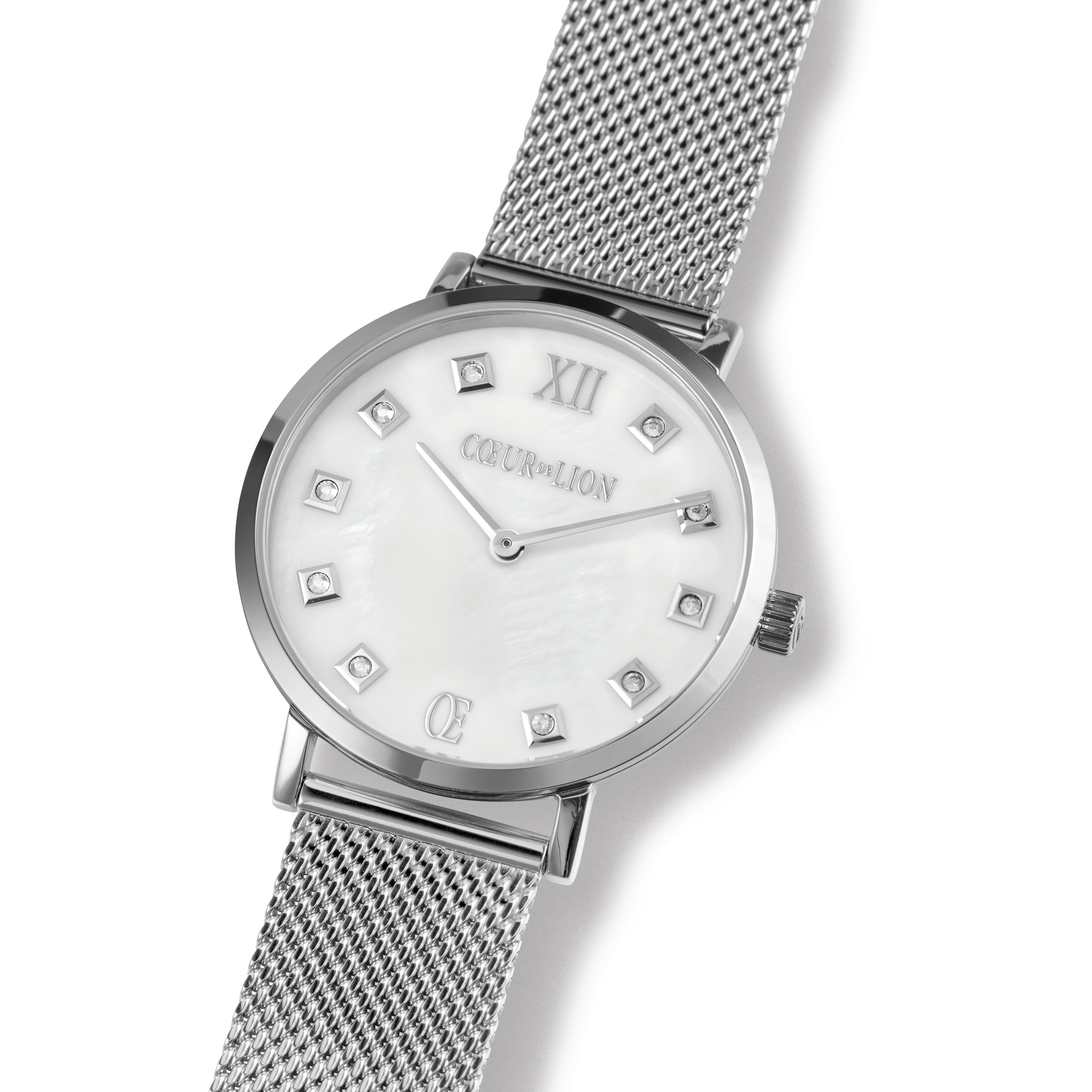 Watch Round Mother-of-Pearl Milanaise Stainless Steel Silver