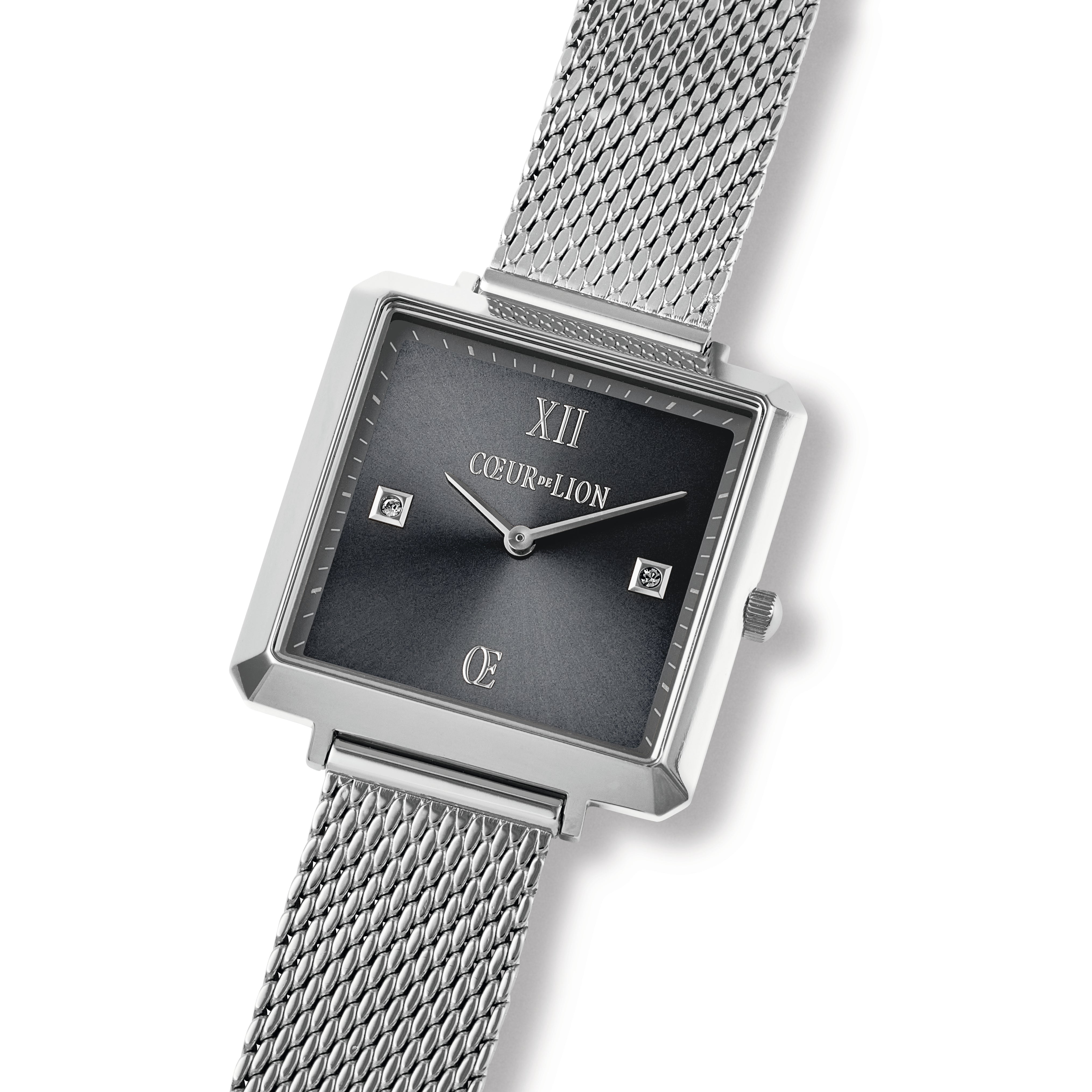 Watch Iconic Square Graphite Sunray Milanese Stainless Steel