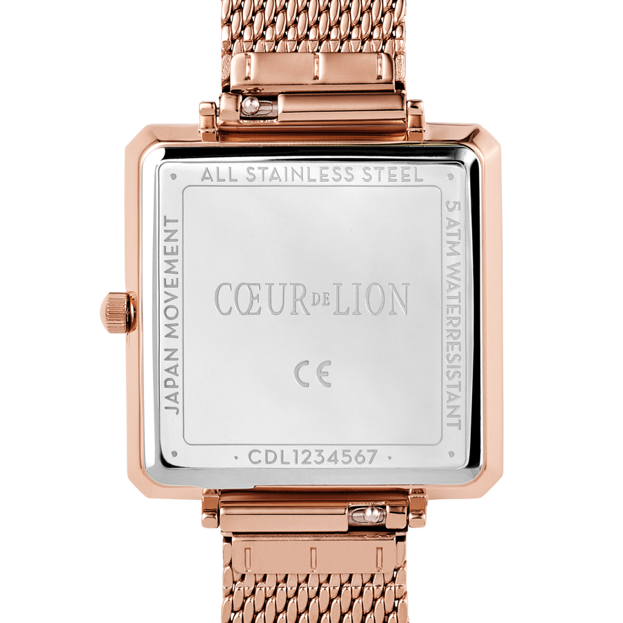 Watch Iconic Square Mocha Sunray Milanese Stainless Steel Rose Gold