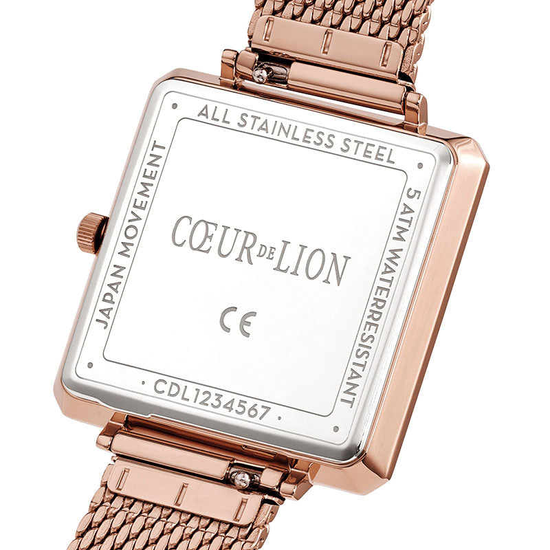 Watch Iconic Square Mocha Sunray Milanese Stainless Steel Rose Gold