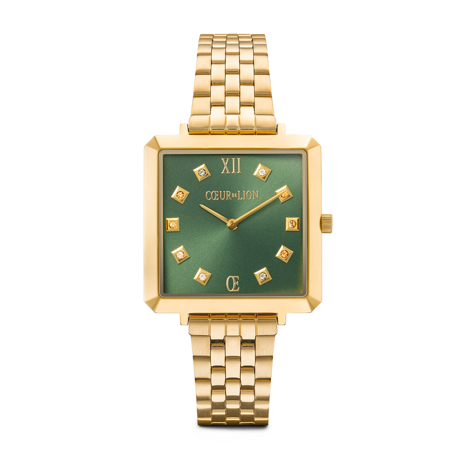 Watch Iconic Square Glamorous Green Stainless Steel Gold