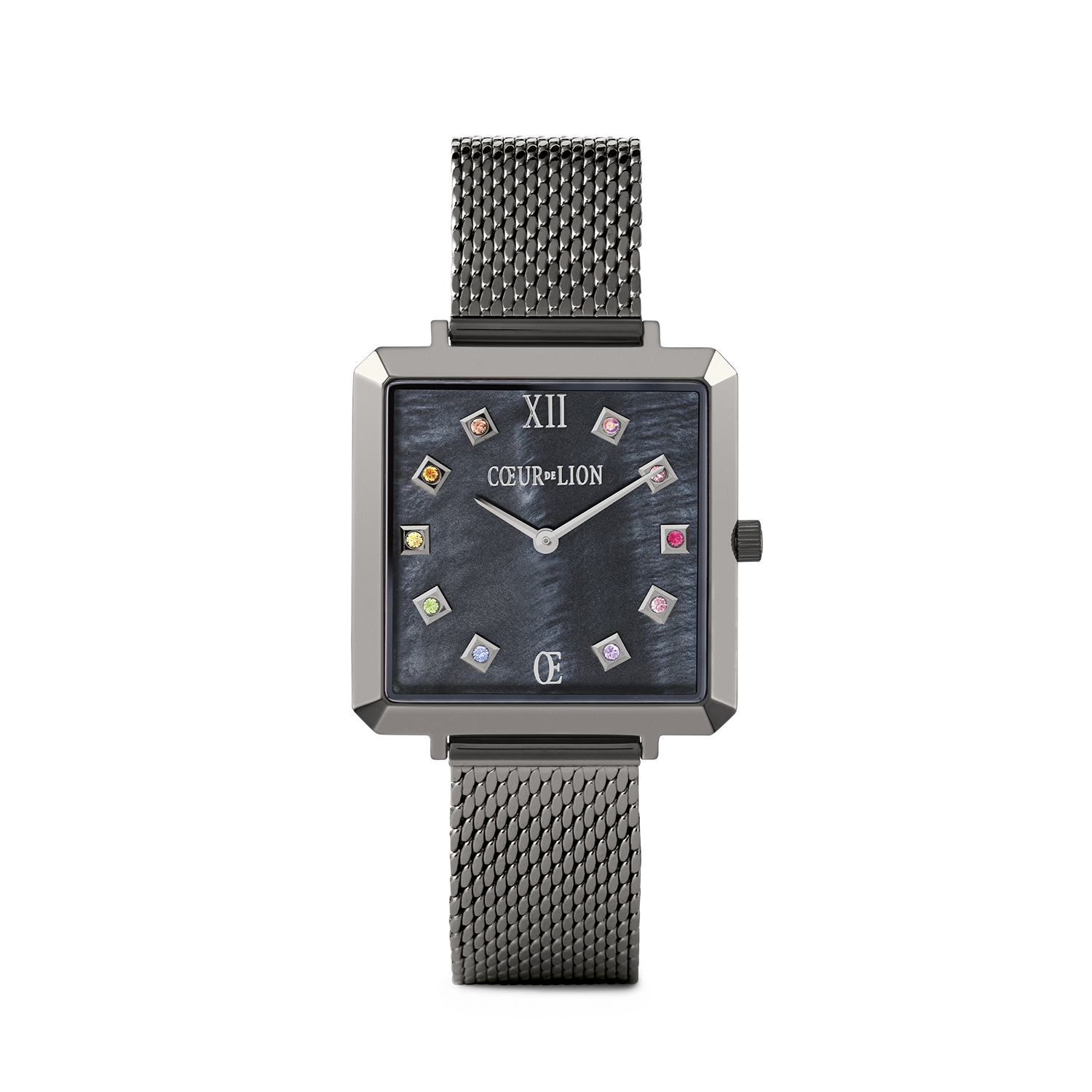 Watch Iconic Square Anthracite Mother Pearl Milanese Stainless Steel Anthracite