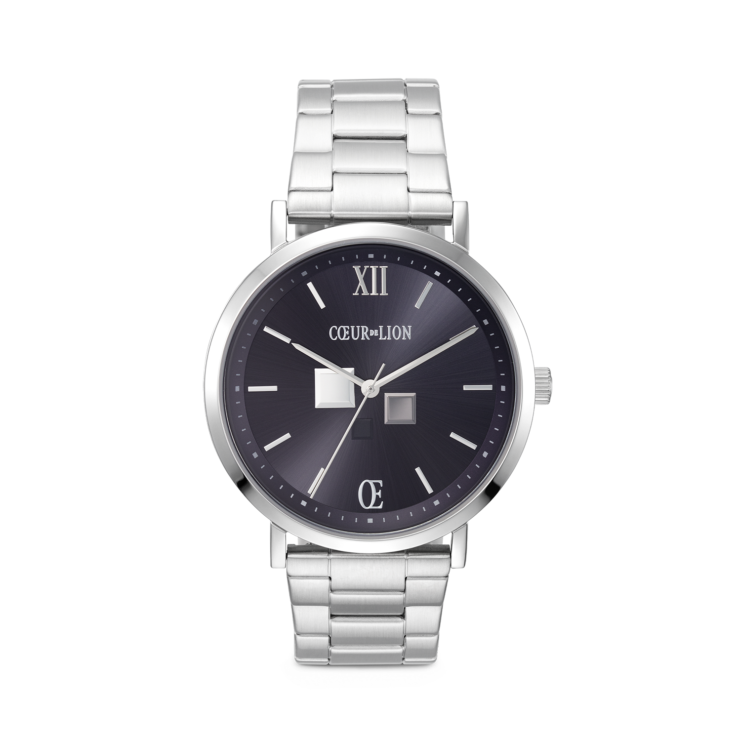 Watch Round Statement Sunray Midnight Stainless Steel Frosted Silver