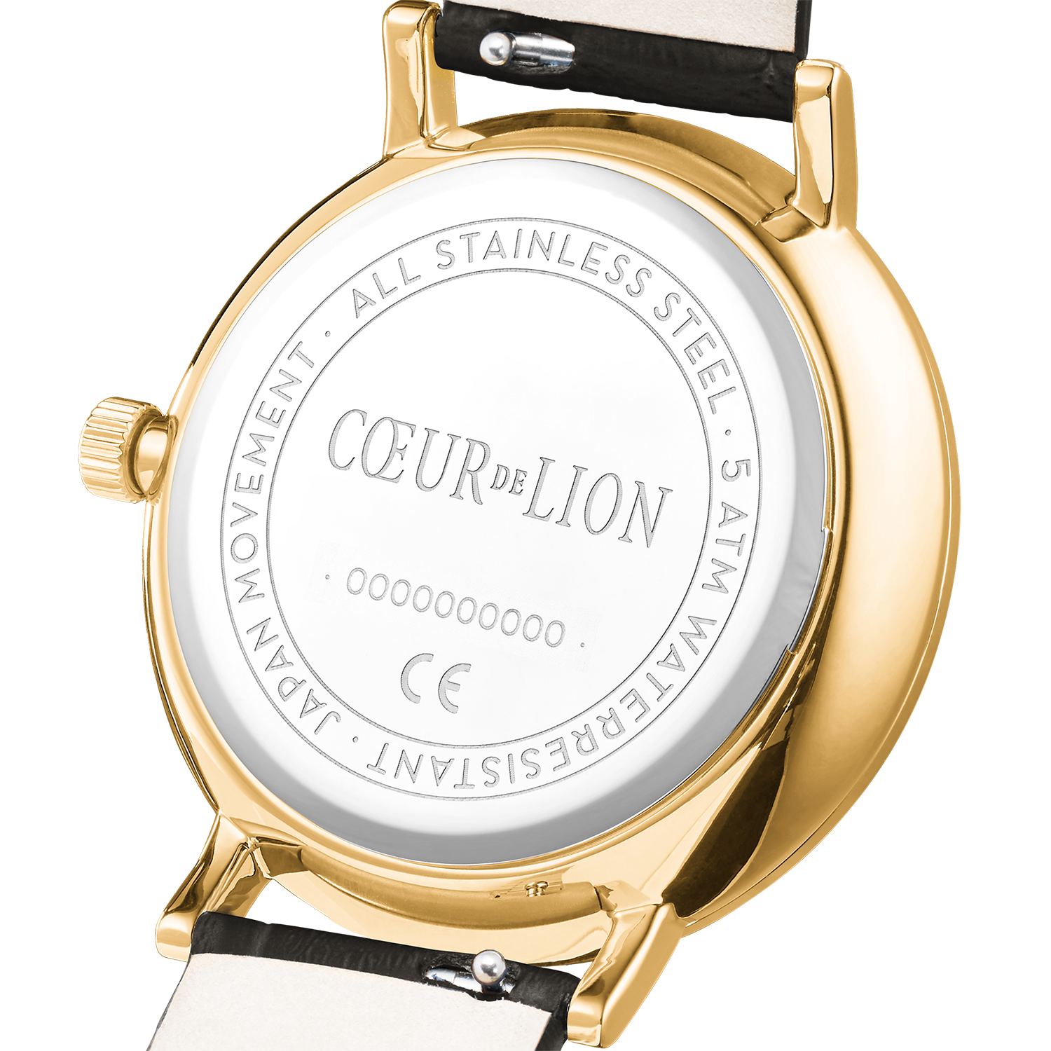 Round Sparkling Sunray Watch Dark Grey Leather Gold
