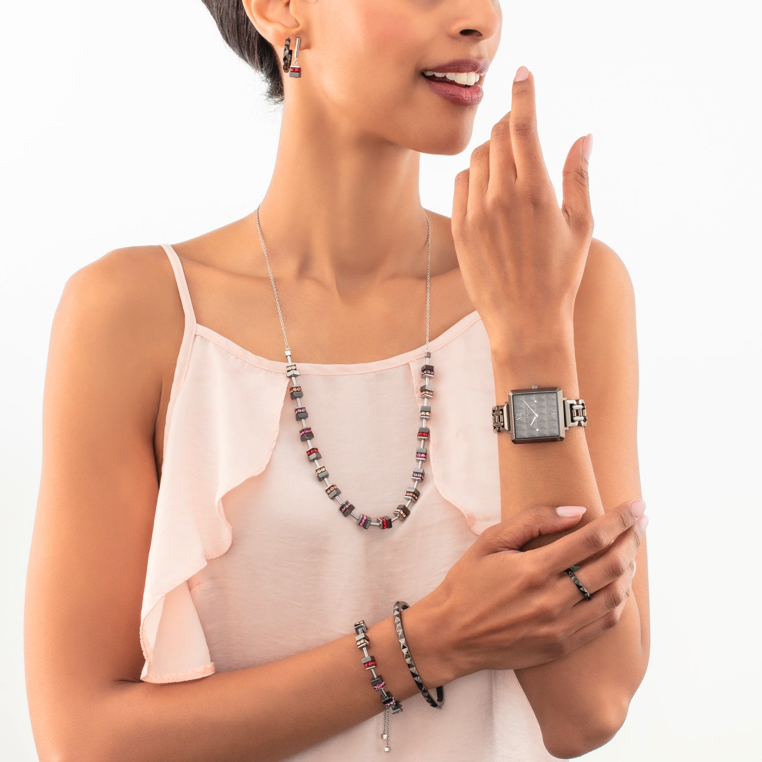 Watch Iconic Cube Spikes Statement anthracite