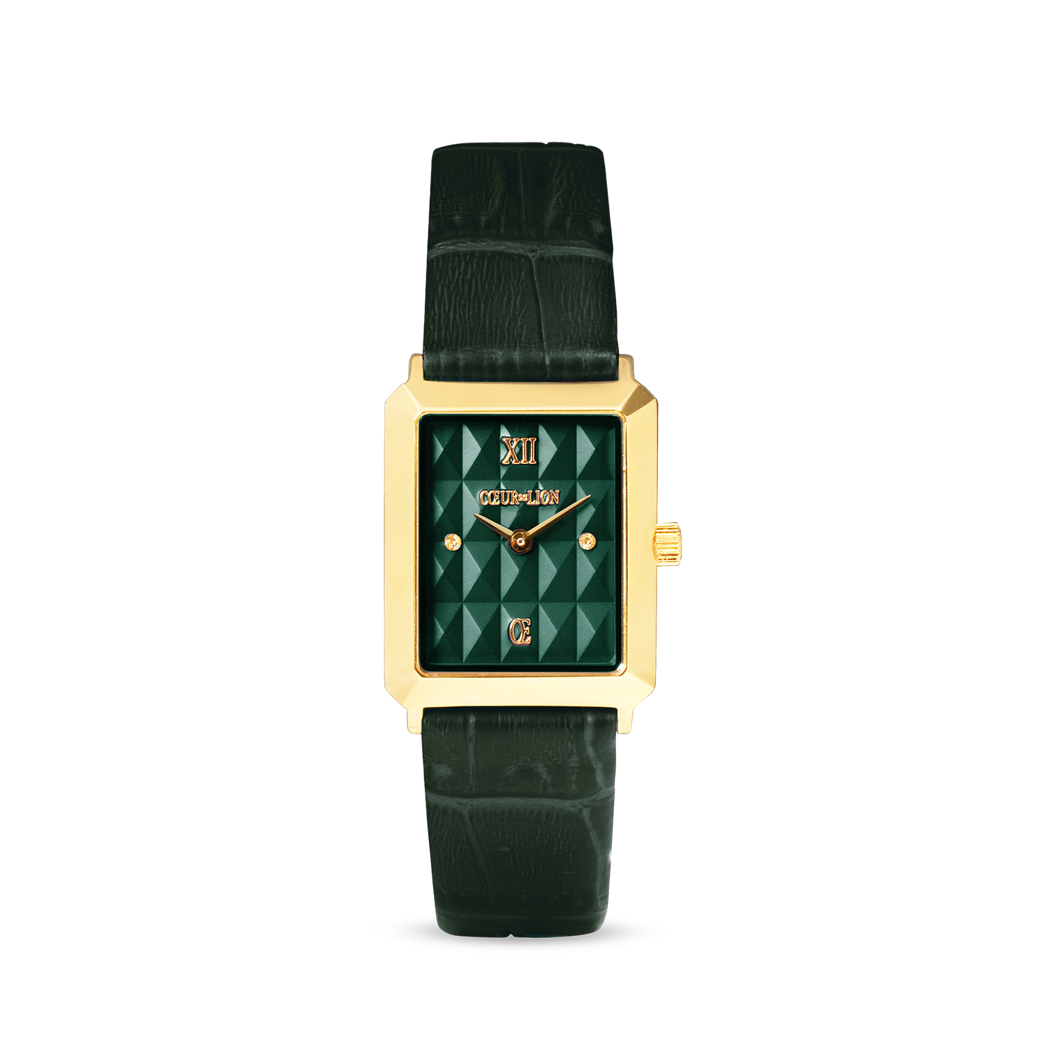 Iconic Spikes Watch Forest Green Leather Gold