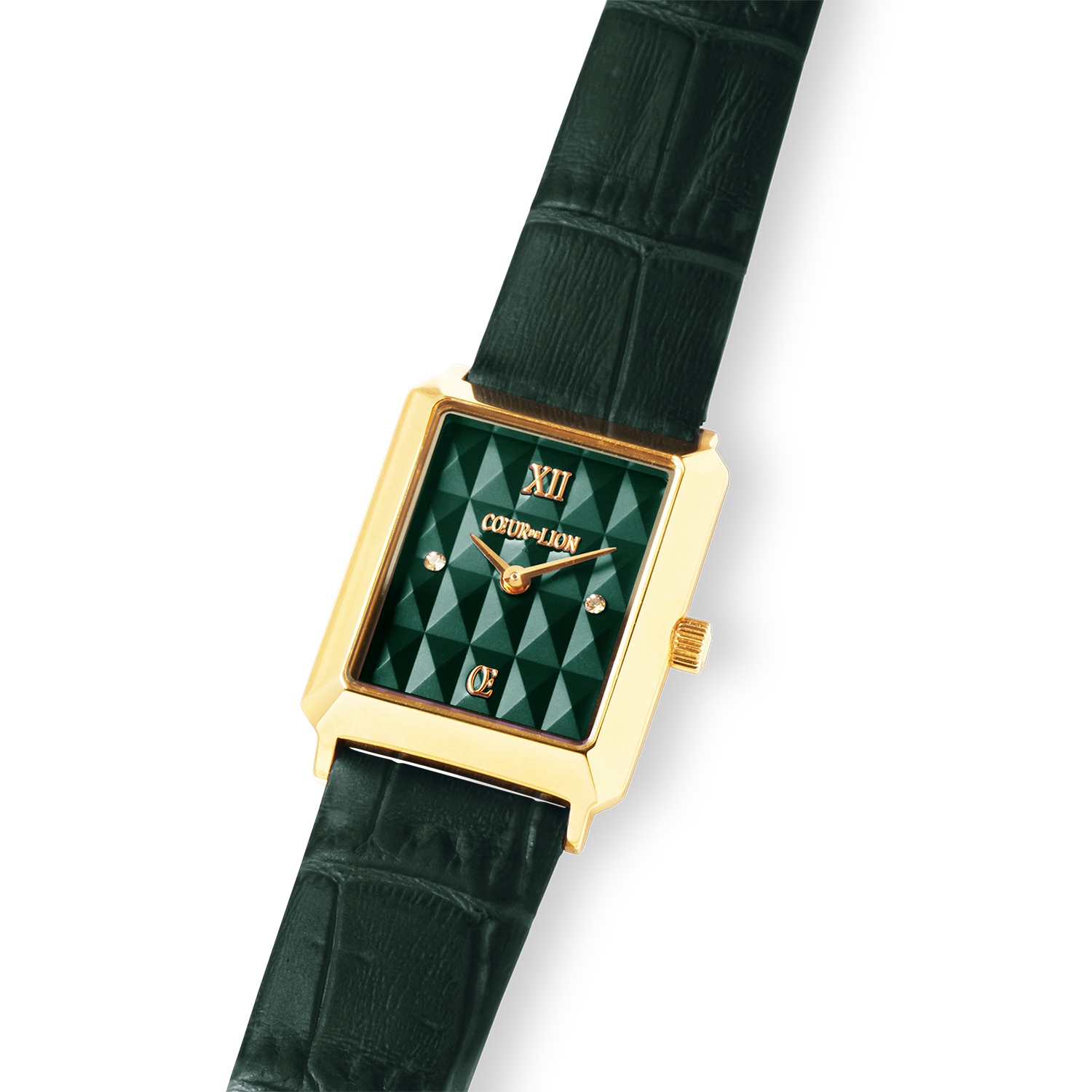 Iconic Spikes Watch Forest Green Leather Gold