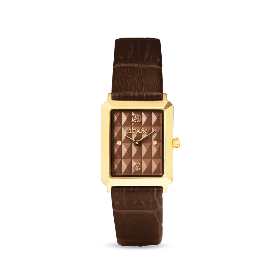 Watch Iconic Spikes bracelet Leather Mocha Mousse gold