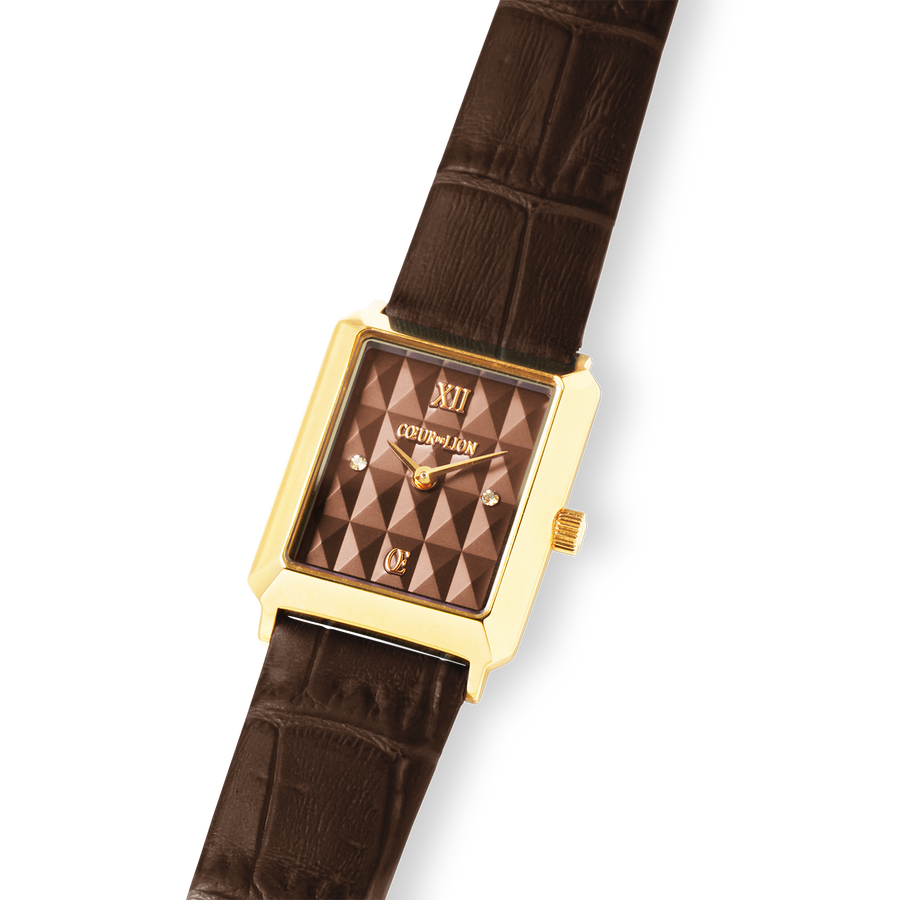 Watch Iconic Spikes bracelet Leather Mocha Mousse gold