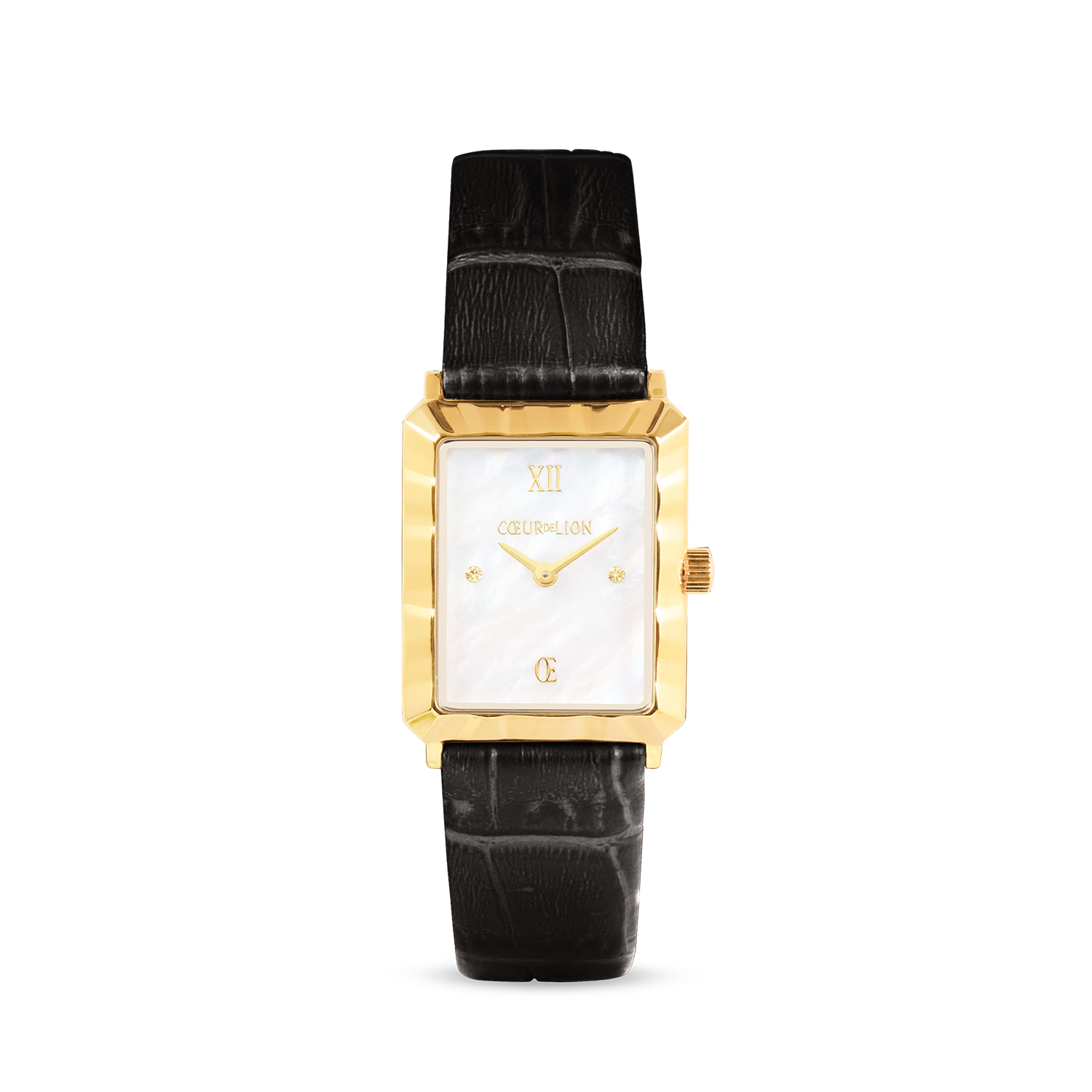 Watch Iconic Waves Gold Leather Black-White