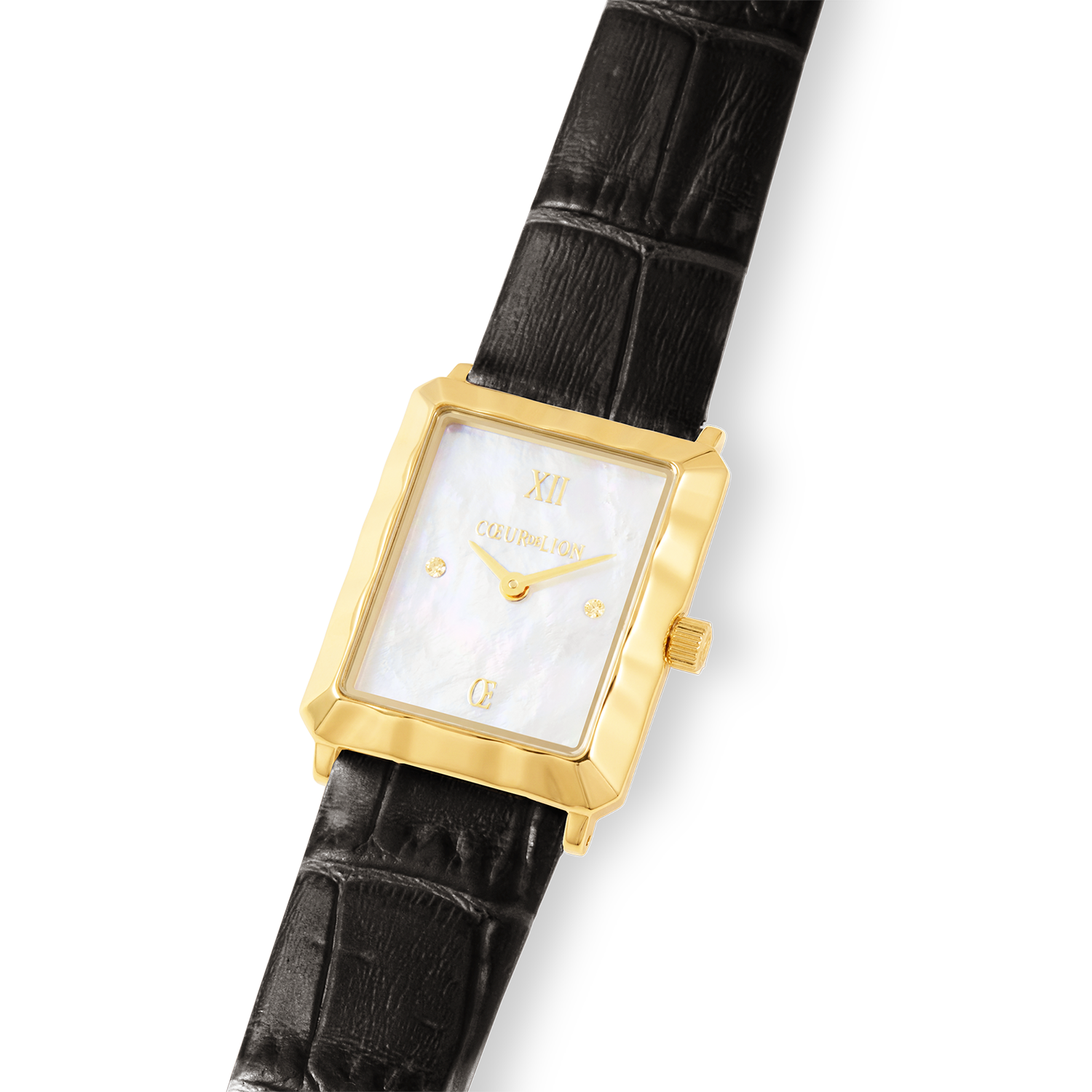 Watch Iconic Waves Gold Leather Black-White