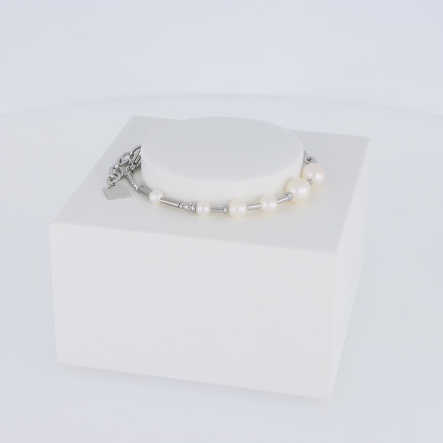 Bracelet Freshwater Pearls & chain Multiwear silver
