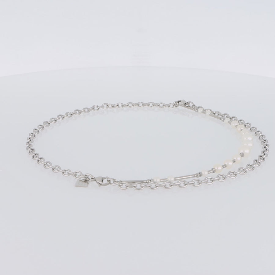 Necklace Freshwater Pearls & chain Multiwear silver