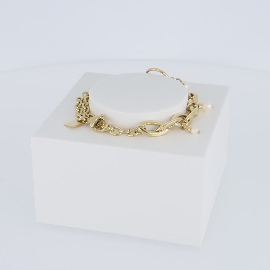 Bracelet Y Navette Freshwater Pearls gold