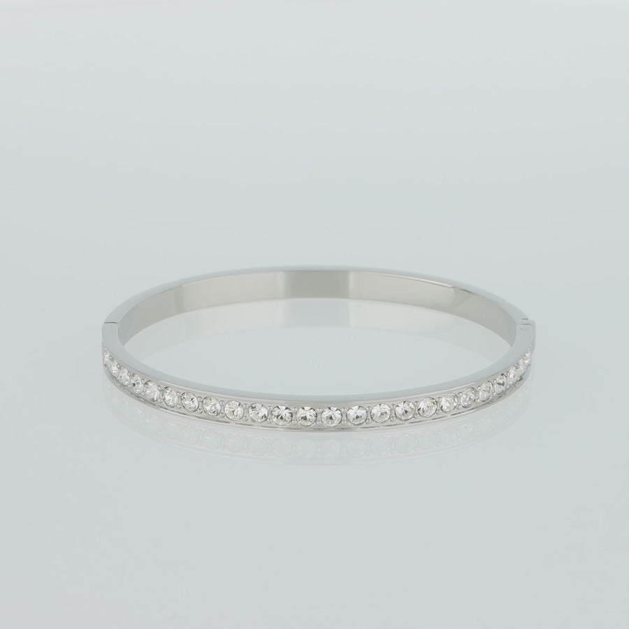 Bracelet stainless steel & crystals silver crystal 17