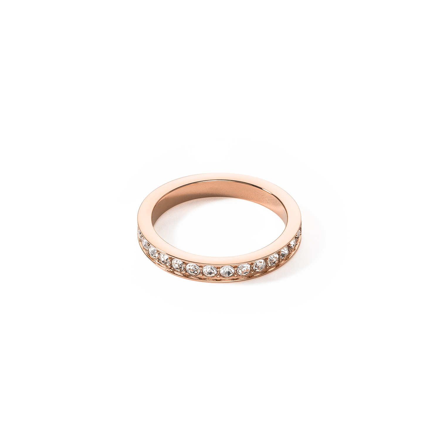 Ring stainless steel & crystals slim rose gold crystal