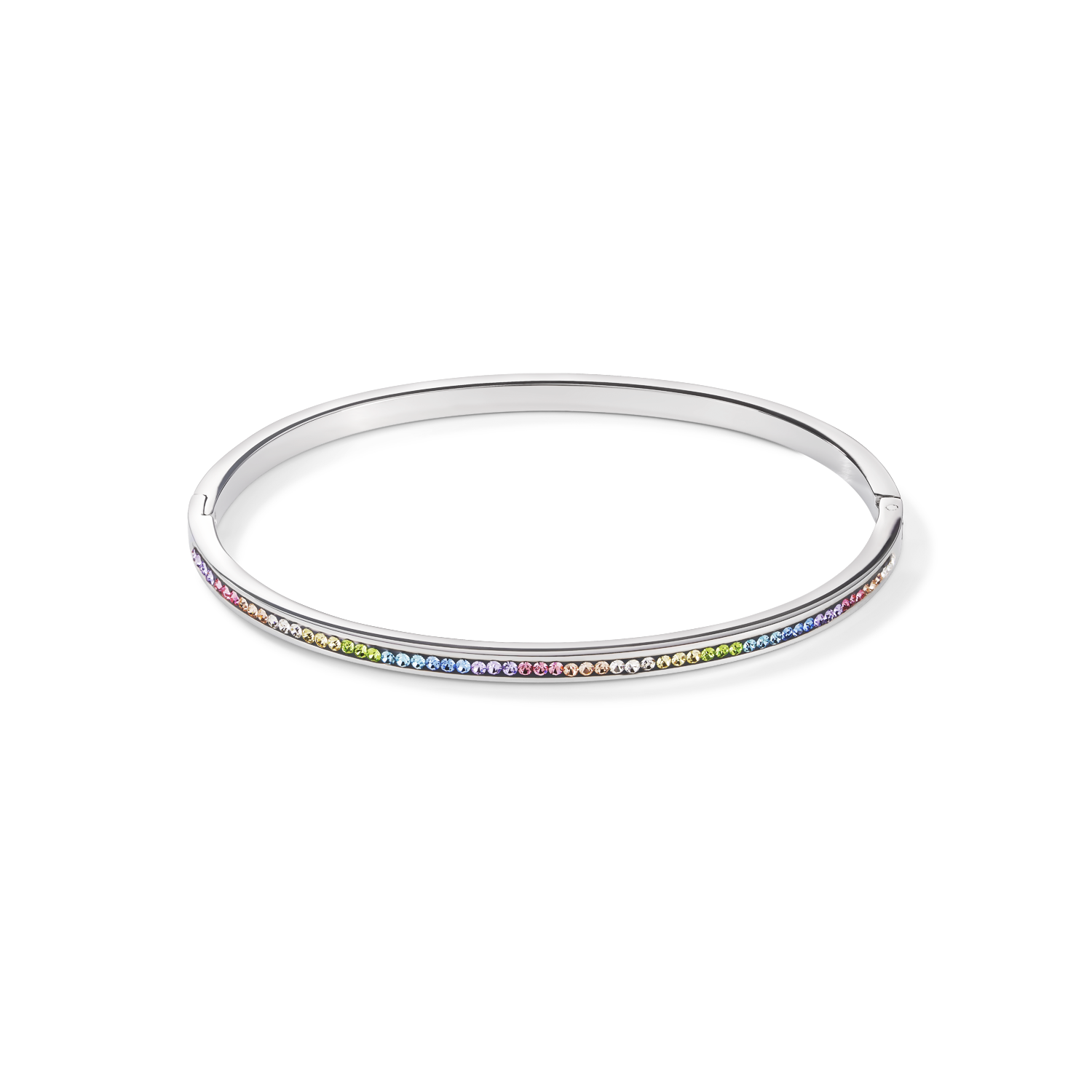 Bangle stainless steel & crystals pavé multicolour pastel 17
