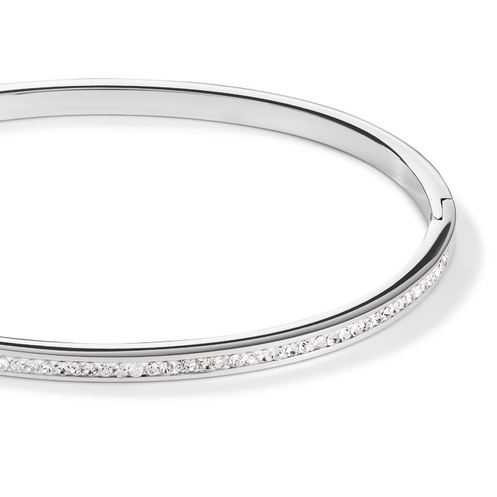 Bangle stainless steel silver & crystals pavé crystal 17