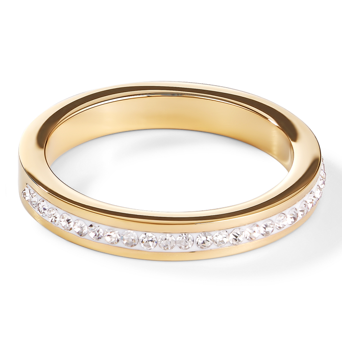 Ring stainless steel gold & crystals pavé crystal