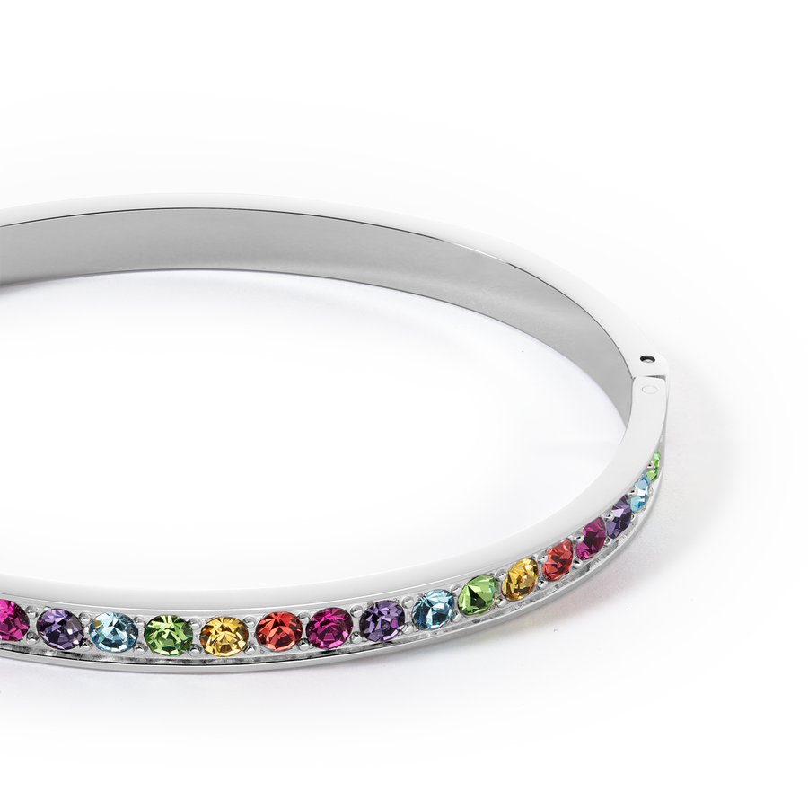 Bracelet stainless steel & crystals silver multicolor 17