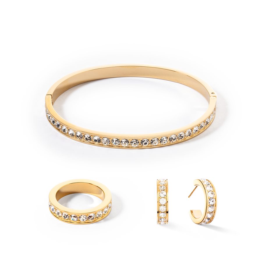 Bracelet stainless steel & crystals gold crystal 17