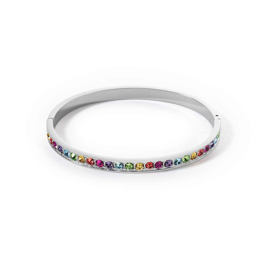 Bangle Stainless Steel & Crystals silver multicolour 19