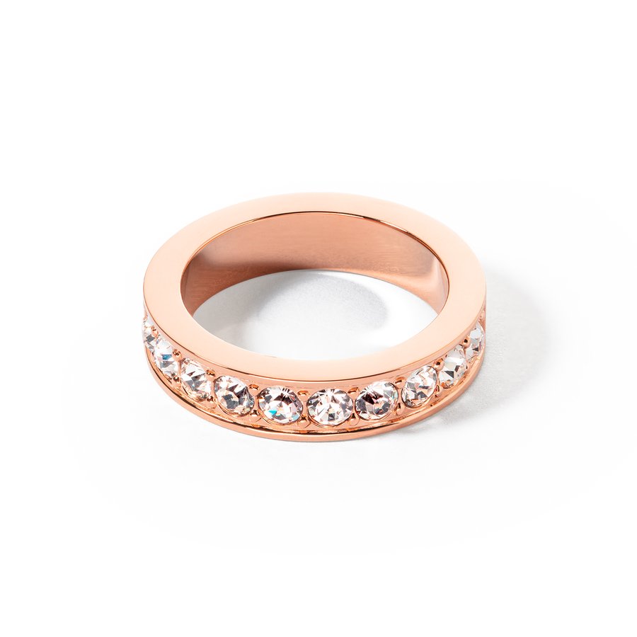 Ring stainless steel & crystals rose gold crystal