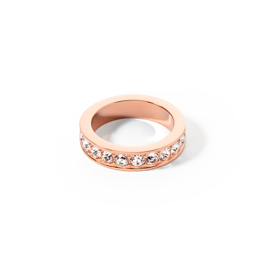Ring stainless steel & crystals rose gold crystal