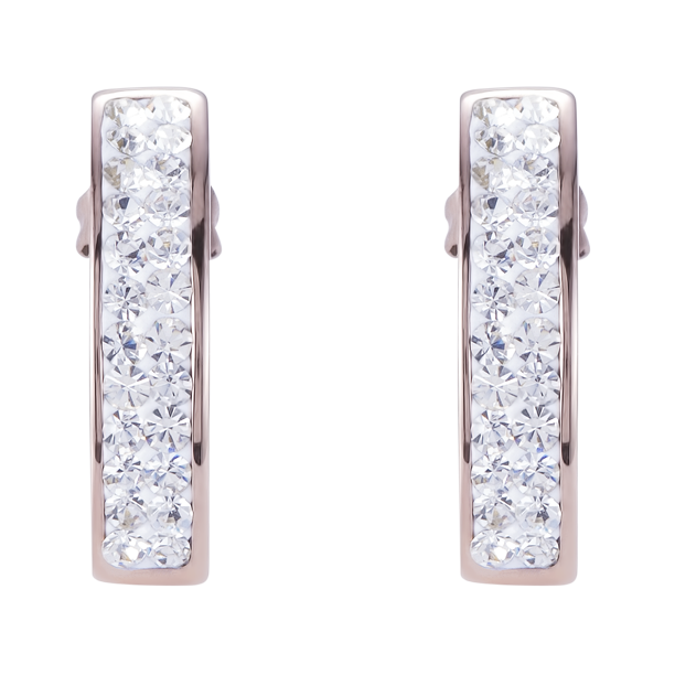 Earrings stainless steel rose gold & crystals pavé crystal
