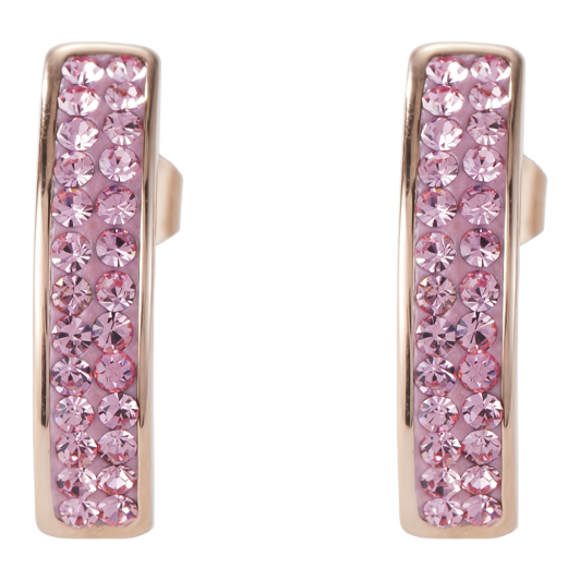 Earrings stainless steel rose gold & crystals pavé light rose
