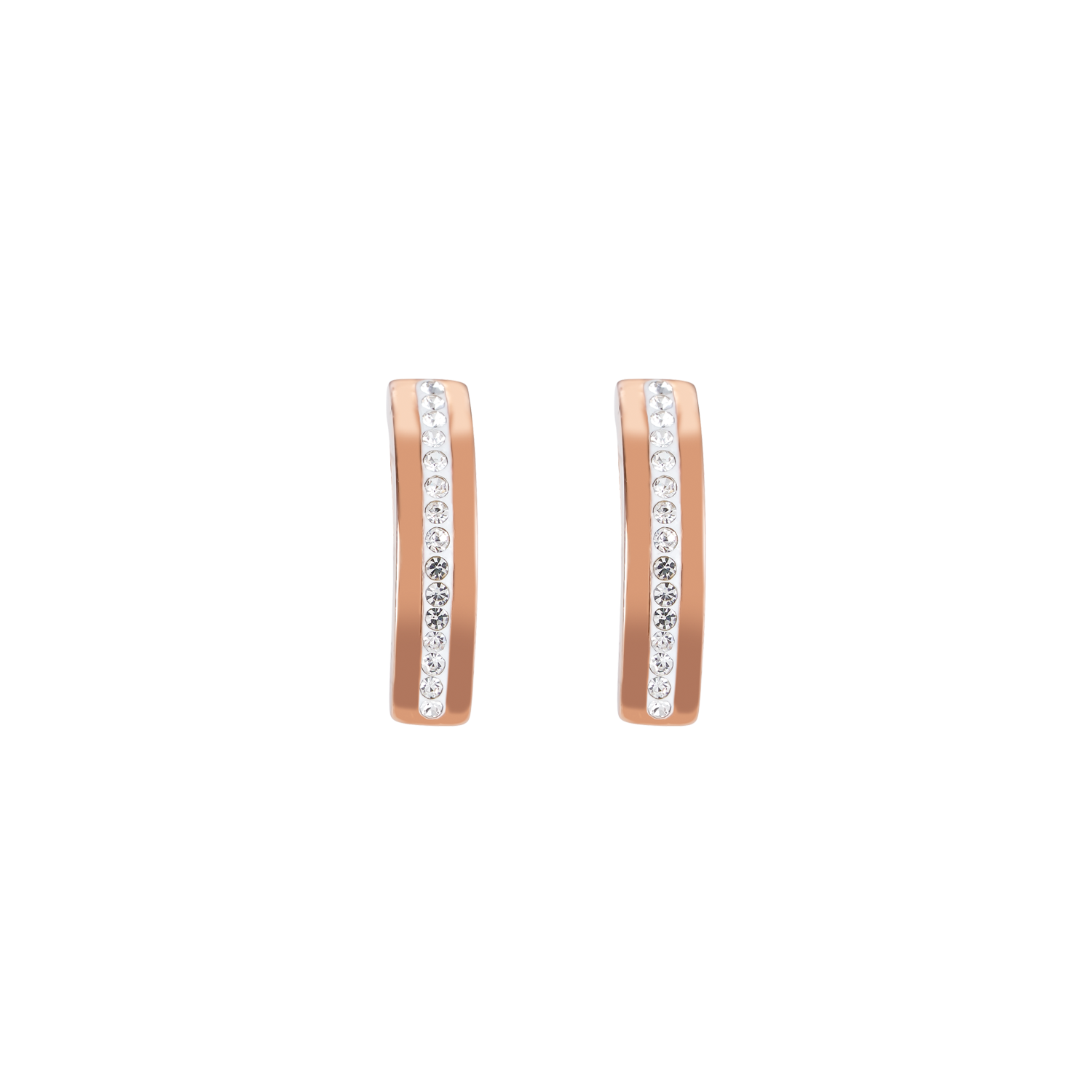 Earrings stainless steel rose gold & crystals pavé strip crystal