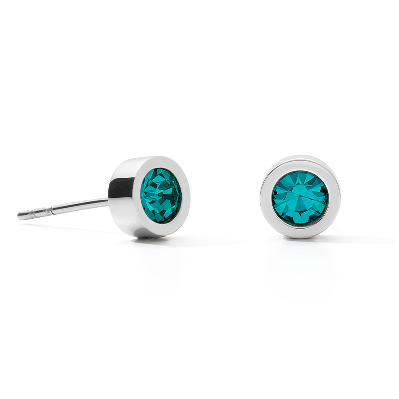 Earrings Crystal & stainless steel silver turquoise