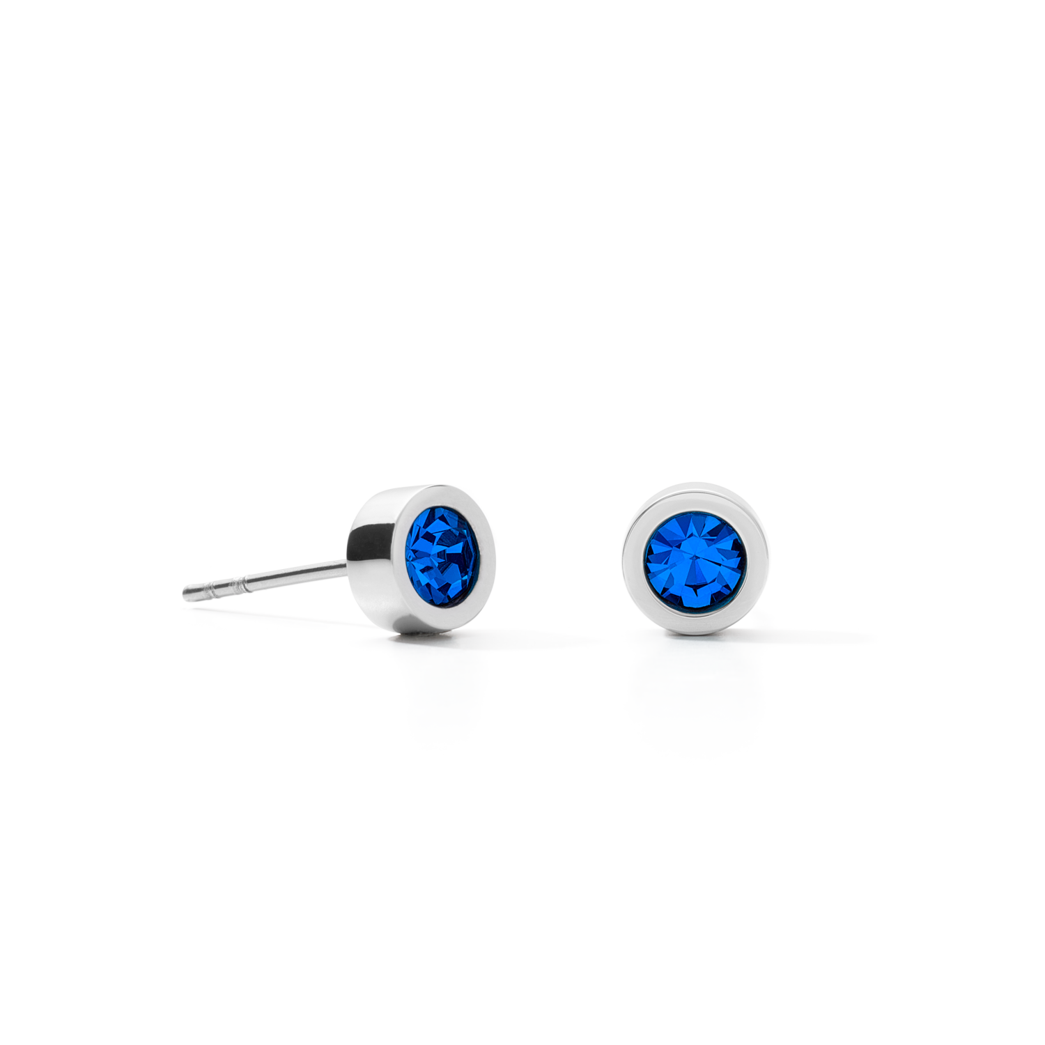 Earrings Crystal & stainless steel silver bleu