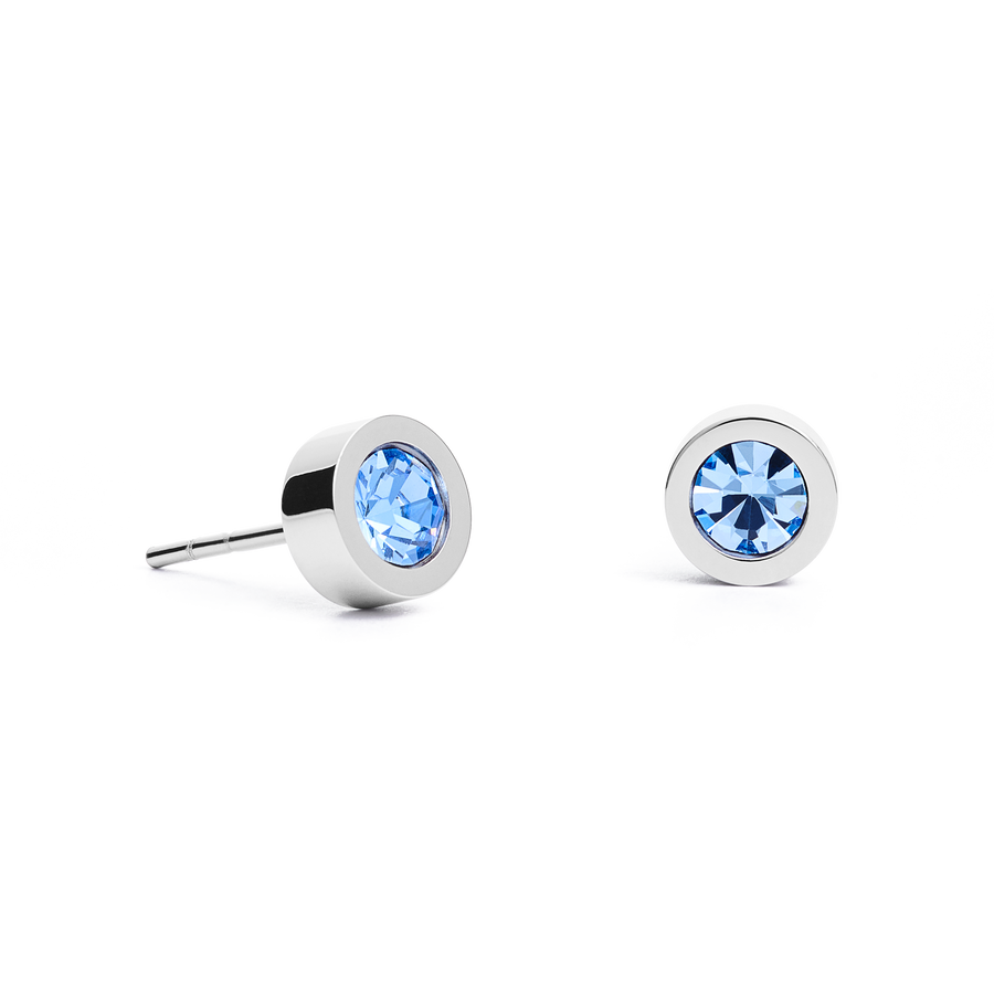 Earrings Crystal & stainless steel silver light blue