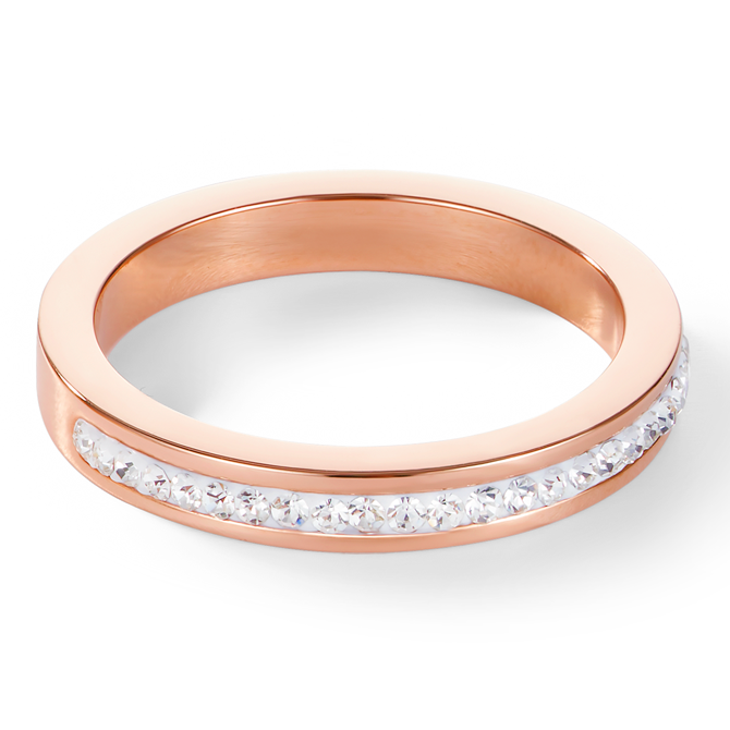 Ring slim stainless steel rose gold & crystals pavé crystal