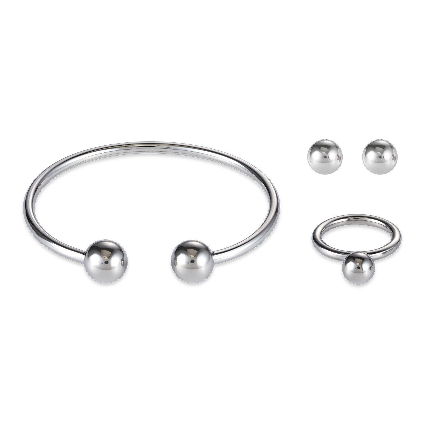 Earrings stainless steel ball small silver