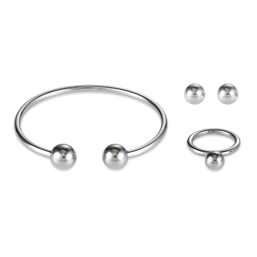 Earrings stainless steel ball small silver