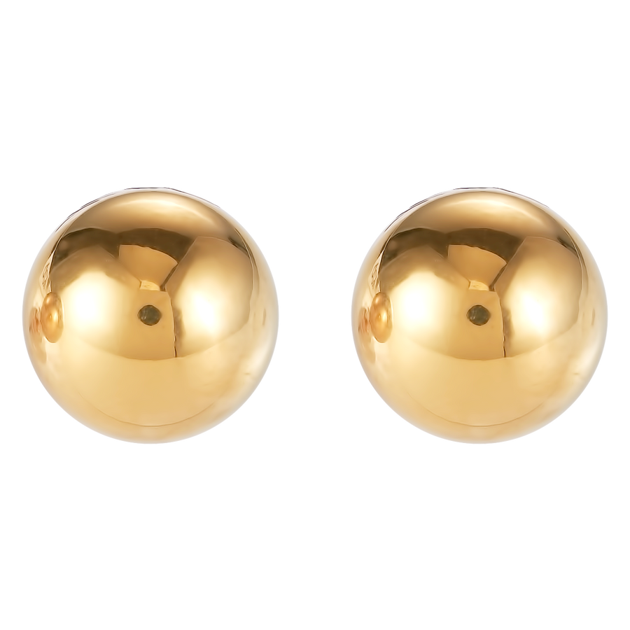 Earrings stainless steel ball large gold
