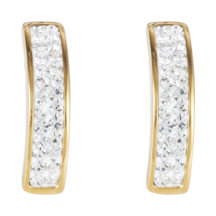 Earrings stainless steel gold & crystals pavé crystal