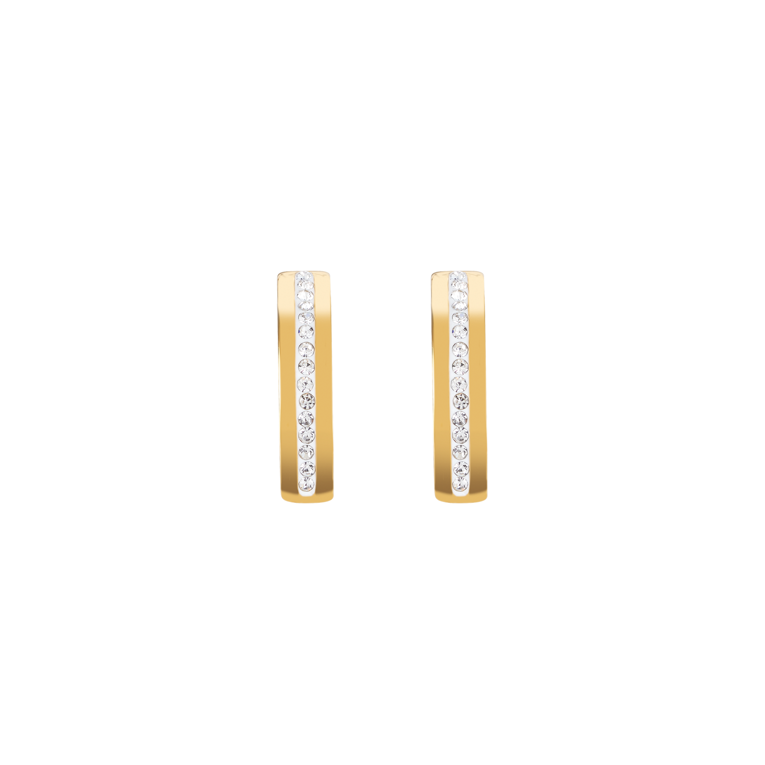 Earrings stainless steel gold & crystals pavé strip crystal