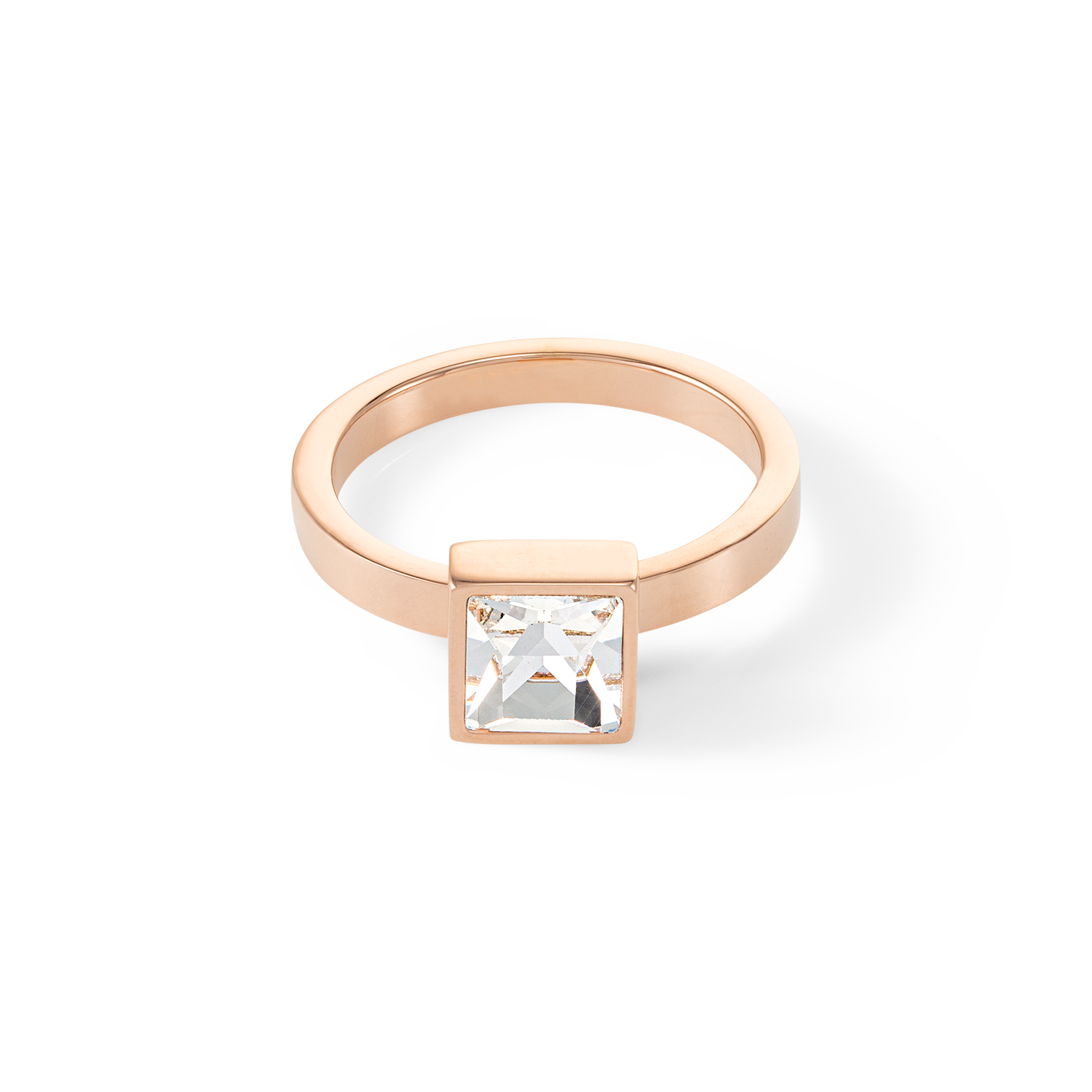 Brilliant Square big ring roségold crystal