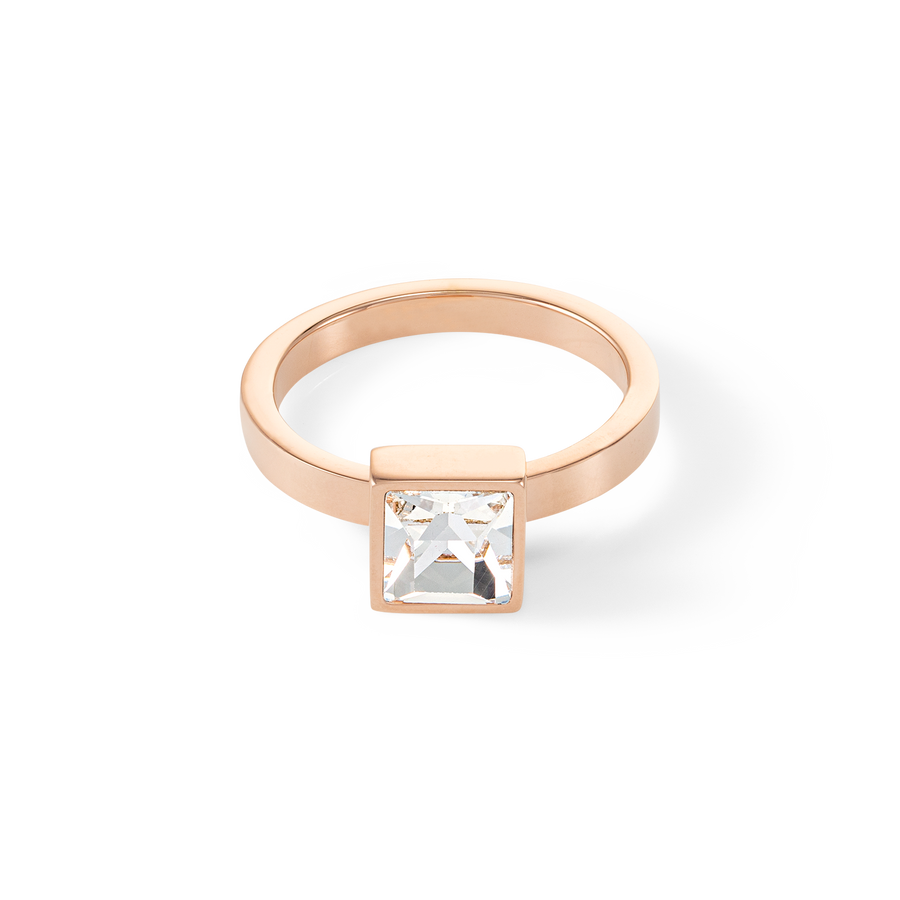 Brilliant Square big ring roségold crystal